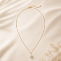 VOLUSIE Delicate Pearl Pendant Necklace, Gold-Tone Minimalist Chain Necklace for Women